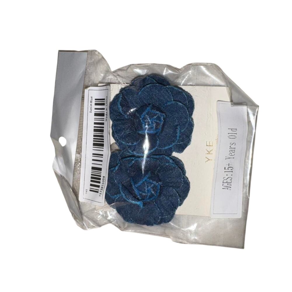 Yke blue denim scrunchie earrings